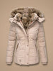 Women's puffer coat faux-fur hooded quilted winter