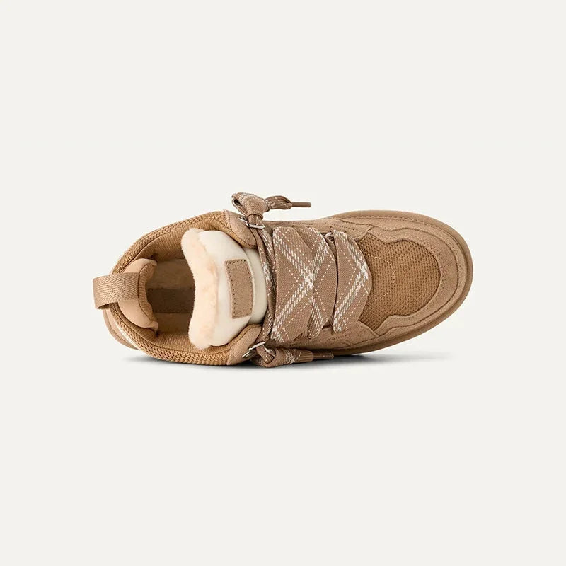 Women's winter shoes lined platform suede-look sneakers