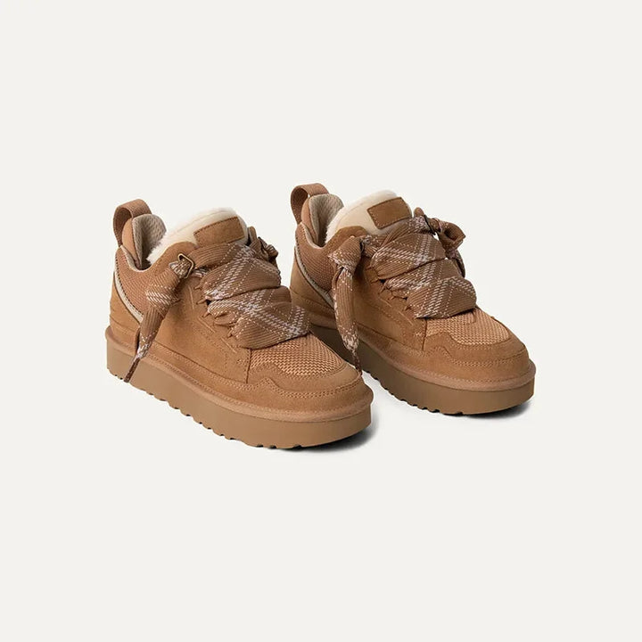 Women's winter shoes lined platform suede-look sneakers