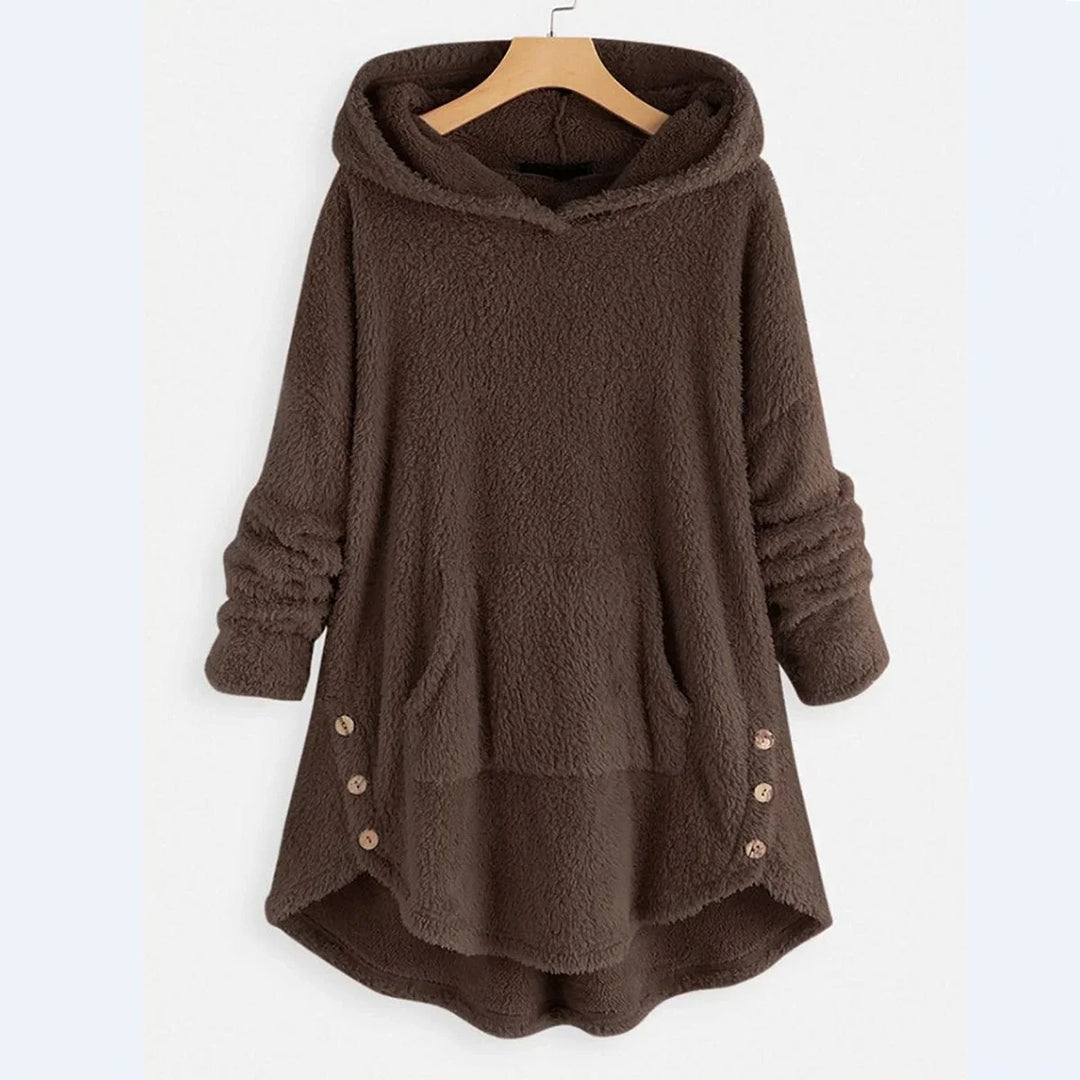 Women's Fleece Zip-Up Hooded Cat Pocket Sweater