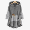 Women's Fleece Zip-Up Hooded Cat Pocket Sweater