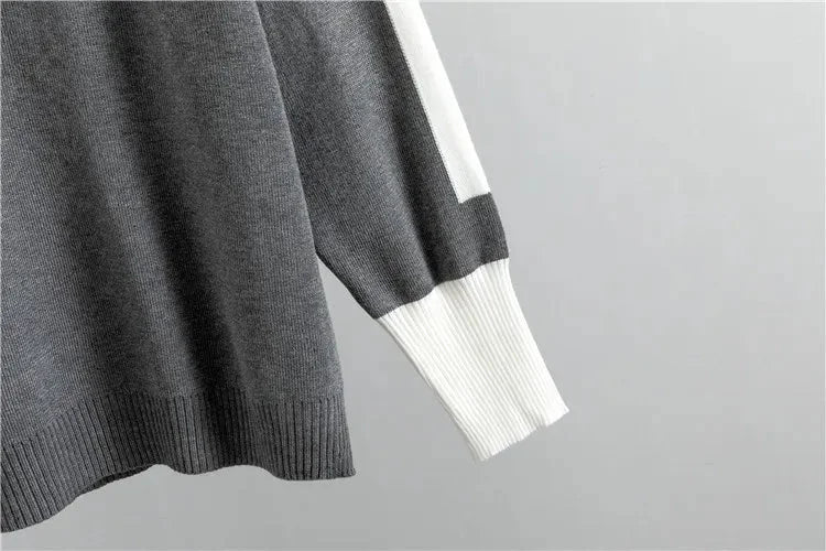 Women's knit colour-block tracksuit with mock-neck and tapered-leg pants