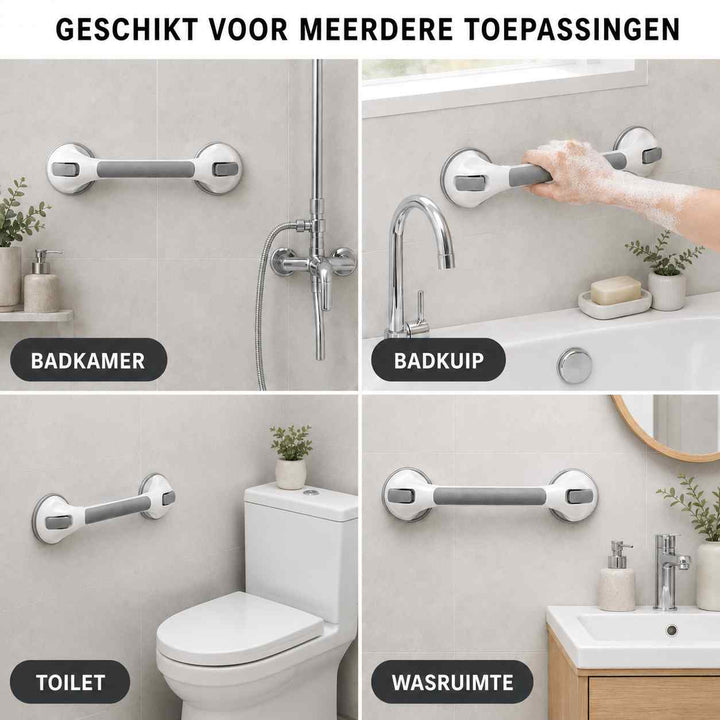 Suction grab handle for the shower, drill-free bathroom safety handle, 15.7 inch