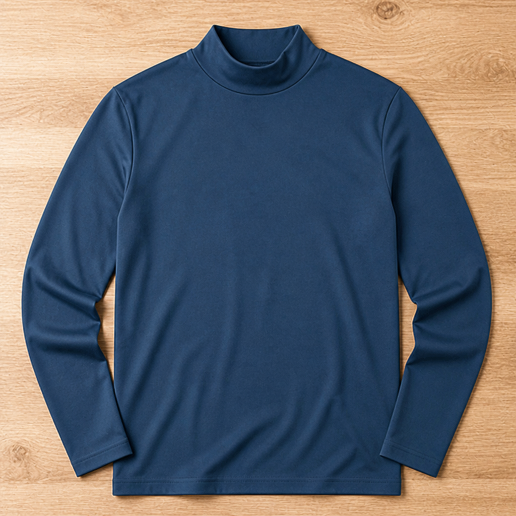 Men's slim-fit long-sleeved top with fold-over high collar